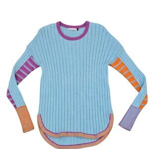 Zaket & Plover Womens XS Ribbed Colorblock ribbed Sweater Cashmere/Cotton Blend